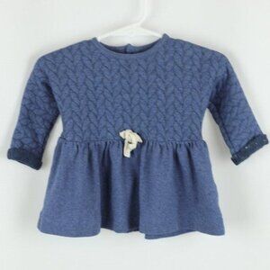 Message In The Bottle Infant Size 3 Months Blue Crewneck Quilted Peplum Sweater